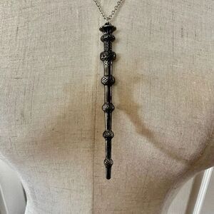 Magic wand grey pendant necklace